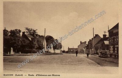 Carte postale ancienne Route d'Huisseau-sur-Mauves — Baccon (Loiret)