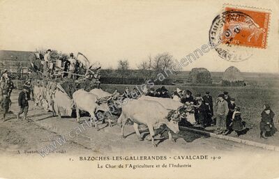 Carte postale ancienne Le Char de l'Agriculture et de l'Industrie — Bazoches-les-Gallerandes (Loiret)