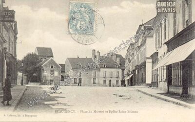 Carte postale ancienne Place du Martroi et Eglise Saint-Etienne — Beaugency (Loiret)