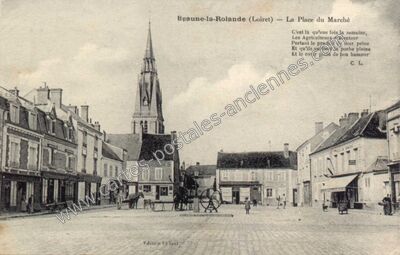 Carte postale ancienne La Place du Marché — Beaune-la-Rolande (Loiret)