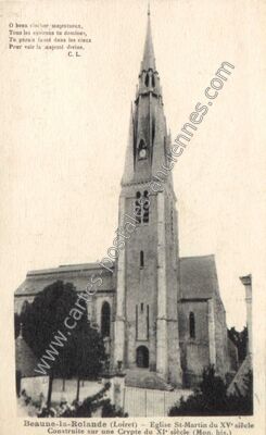 Carte postale ancienne Eglise St-Martin du XV° siècle Construite sur une Crypte du XI° siècle — Beaune-la-Rolande (Loiret)