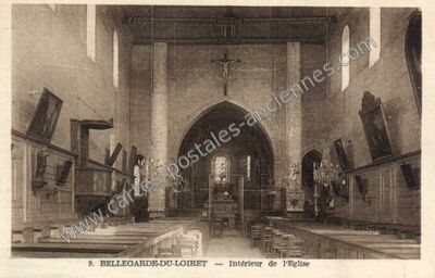 Carte postale ancienne Intérieur de l'Eglise — Bellegarde (Loiret)