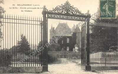 Carte postale ancienne La Grille - Entrée principale de la Cour du Château — Bellegarde (Loiret)