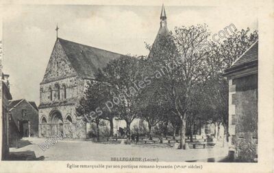 Carte postale ancienne Église remarquable par son portique romano-bysantin (x•-xre siècles) — Bellegarde (Loiret)