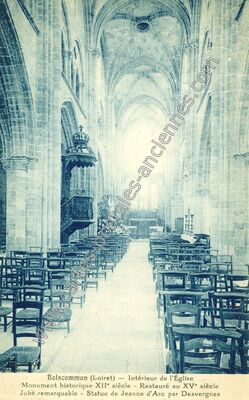 Carte postale ancienne Intérieur de l'Église Monument historique XII° siècle — Boiscommun (Loiret)