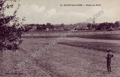 Carte postale ancienne Route de Paris — Bonny-sur-Loire (Loiret)