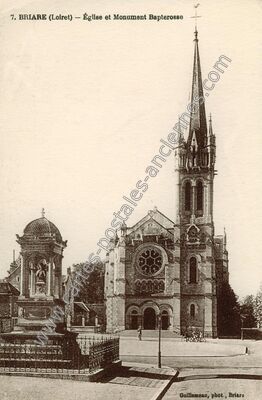 Carte postale ancienne Église et Monument Bapterosse — Briare (Loiret)