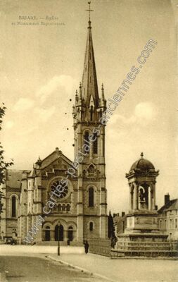 Carte postale ancienne Eglise et Monument Bapterosses — Briare (Loiret)