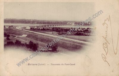 Carte postale ancienne Panorama du Pont-Canal — Briare (Loiret)