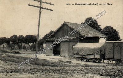 Carte postale ancienne La Gare — Charsonville (Loiret)