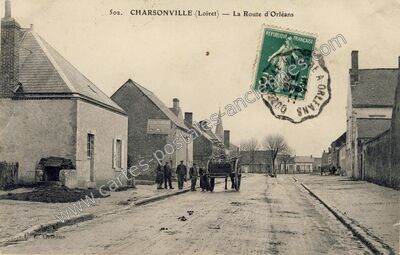 Carte postale ancienne La Route d'Orléans — Charsonville (Loiret)