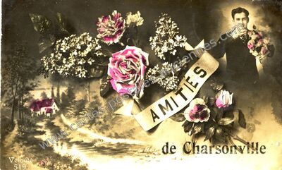 Carte postale ancienne Amitiés — Charsonville (Loiret)