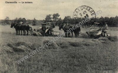 Carte postale ancienne La moisson — Charsonville (Loiret)