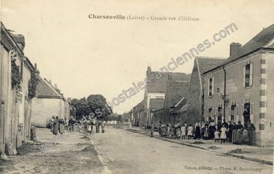 Carte postale ancienne Grande rue d'Orléans — Charsonville (Loiret)