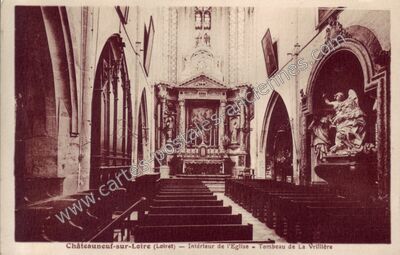 Carte postale ancienne Intérieur de l'Eglise — Tombeau de La Vrillière — Châteauneuf-sur-Loire (Loiret)