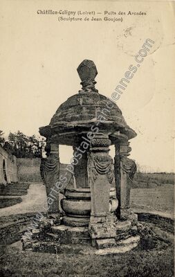 Carte postale ancienne Puits des Arcades (Sculpture de Jean Goujon) — Châtillon-Coligny (Loiret)