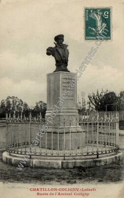 Carte postale ancienne Buste de l'Amiral Coligny — Châtillon-Coligny (Loiret)