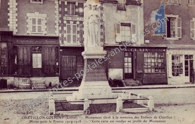 Carte postale ancienne Monument élevé à la mémoire des Enfants de Châtillon Morts pour la France 1914-1918 — Châtillon-Coligny (Loiret)