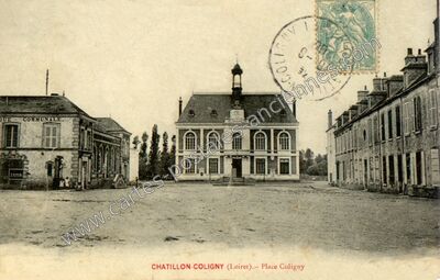 Carte postale ancienne Place Coligny — Châtillon-Coligny (Loiret)