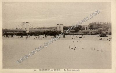 Carte postale ancienne Le Pont suspendu — Châtillon-sur-Loire (Loiret)