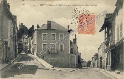 Carte postale ancienne Rue Haute et Rue des Prés — Châtillon-sur-Loire (Loiret)
