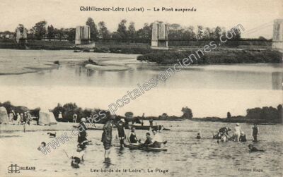 Carte postale ancienne Le Pont suspendu — Châtillon-sur-Loire (Loiret)
