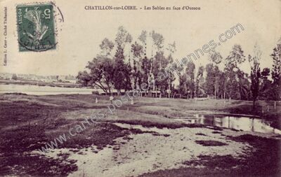 Carte postale ancienne Les Sables en face d'Ousson — Châtillon-sur-Loire (Loiret)