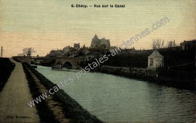 Carte postale ancienne Vue sur le Canal — Chécy (Loiret)
