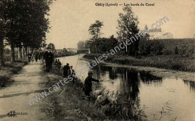 Carte postale ancienne Les bords du Canal — Chécy (Loiret)