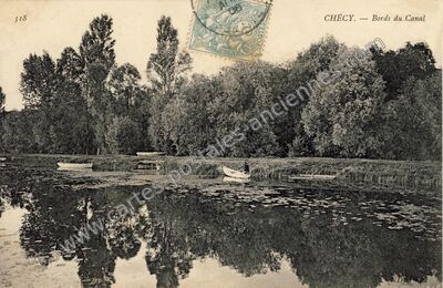 Carte postale ancienne Bords du Canal — Chécy (Loiret)