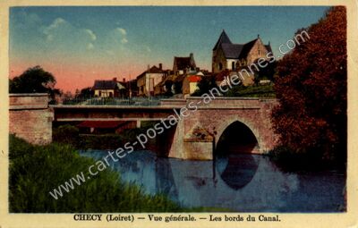 Carte postale ancienne Vue générale. — Les bords du Canal — Chécy (Loiret)