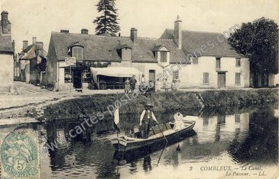 Carte postale ancienne Le Canal. Le Passeur — Combleux (Loiret)