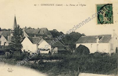 Carte postale ancienne La Ferme et l'Église — Combleux (Loiret)