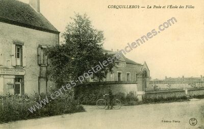 Carte postale ancienne La Poste et l'École des Filles — Corquilleroy (Loiret)