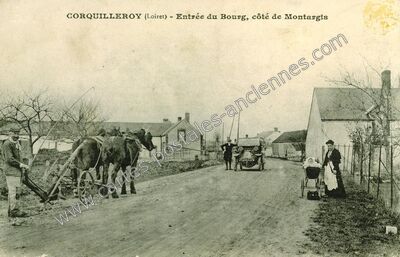 Carte postale ancienne Entrée du Bourg, côté de Montargis — Corquilleroy (Loiret)