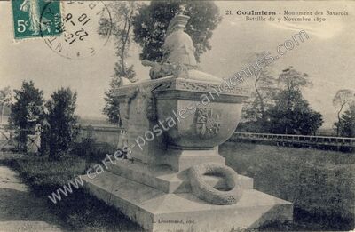 Carte postale ancienne Monument des Bavarois Bataille du 9 Novembre 1870 — Coulmiers (Loiret)