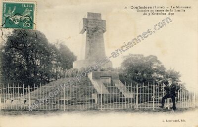 Carte postale ancienne Le Monument Ossuaire au centre de la Bataille du 9 Novembre 1870 — Coulmiers (Loiret)