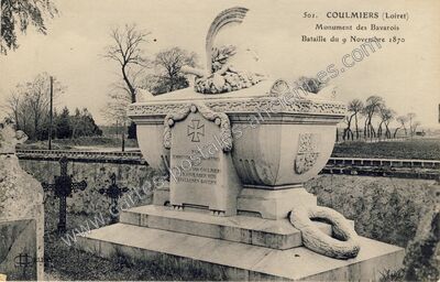 Carte postale ancienne Monument des Bavarois — Coulmiers (Loiret)