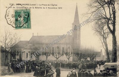 Carte postale ancienne La Place de l'Église — Coulmiers (Loiret)