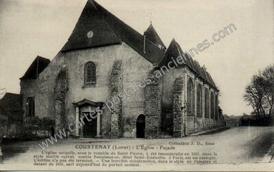 Carte postale ancienne L'Église - Façade — Courtenay (Loiret)