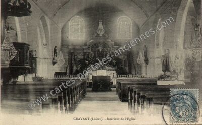 Carte postale ancienne Intérieur de l'Eglise — Cravant (Loiret)