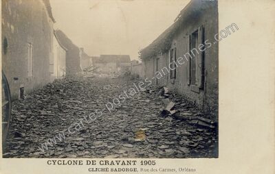 Carte postale ancienne Cyclone de Cravant 1905 — Cravant (Loiret)