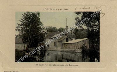 Carte postale ancienne Meunerie, Boulangerie de Launay — Douchy (Loiret)