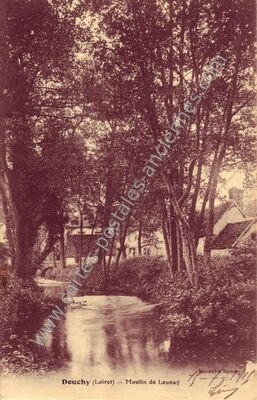 Carte postale ancienne Moulin de Launay — Douchy (Loiret)