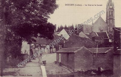 Carte postale ancienne Le Gué et le Lavoir — Douchy (Loiret)