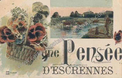 Carte postale ancienne Une Pensée — Escrennes (Loiret)