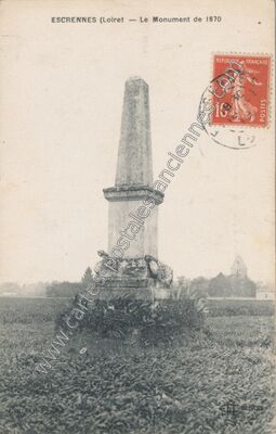 Carte postale ancienne Le Monument de 1870 — Escrennes (Loiret)