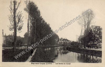 Carte postale ancienne Les bords du Canal — Fay-aux-Loges (Loiret)