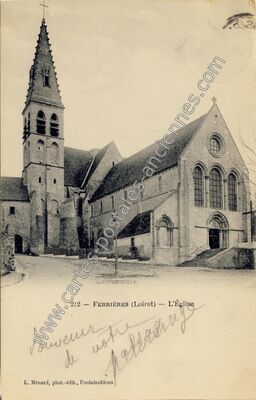 Carte postale ancienne L'Église — Ferrieres (Loiret)