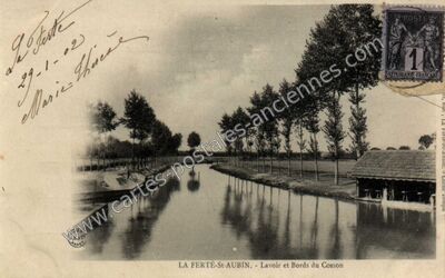 Carte postale ancienne Lavoir et Bords du Cosson — La Ferté-Saint-Aubin (Loiret)